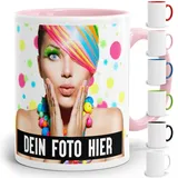 Fototasse selbst individuell gestalten/Personalisiert mit Foto oder Bild Bedrucken/Tasse in verschiedenen Farben aus Keramik (Altrosa)