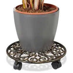 relaxdays Pflanzenroller Metall bronze rund 7,5 cm