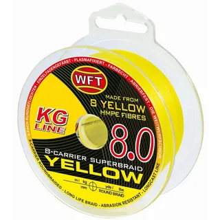 WFT KG 8 gelb 600m - Geflochtene Angelschnur, Durchmesser/Tragkraft:0.22mm / 29kg Tragkraft