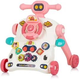 Chipolino Lauflernwagen 3 in 1 Auto, Spieltisch, Lenkrad, Tasten, Musik, Lichter rosa