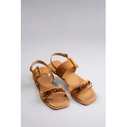 Riemchensandale ANISTON SHOES, Damen, Gr. 38, braun (camelfarben), Textil, Veloursleder, modisch, Schuhe, Sommerschuh, Sandalette, Zierkette - NEUE KOLLEKTION