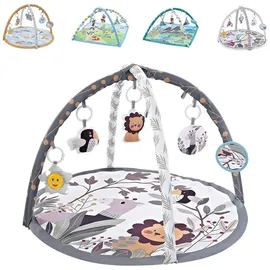 Chipolino Spielbogen Tiere Musikfunktion, 5 Hängespielzeuge, Krabbeldecke grau