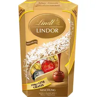Lindt Schokolade LINDOR Kugeln Mischung | 375g Cornet | Schokoladen-Kugeln mit zartschmelzender Füllung | Mischung aus Vollmilch, Weiß, Dark und Haselnuss | Pralinen-Geschenk | Schokoladen-Geschenk