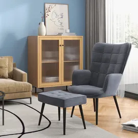 Homcom Relaxsessel mit Fußhocker, Armlehne,