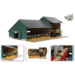 Van Manen Kids Globe Farming Kuh Stall mit Werkstatt 1:32 Holz ohne Tiere 610200