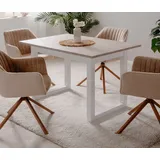 furn.design Esstisch weiß Sandstein, Küchentisch ausziehbar 120 / 160 cm