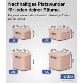 Rotho Aufbewahrungsbox Maloja 39,5 x 38,0 x 34,0 cm 4-tlg. rosa