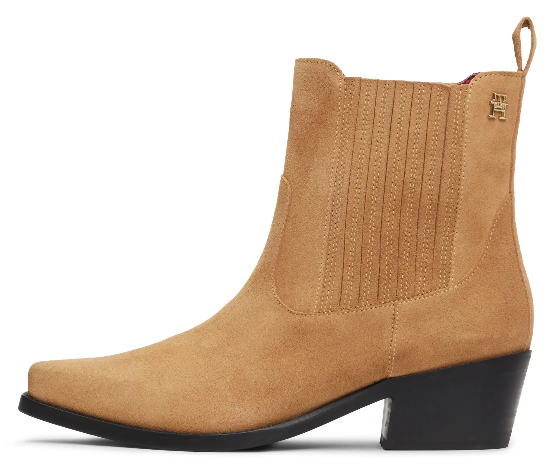 Tommy Hilfiger Cowboy Stiefelette »TH SUEDE COWBOY BOOT«, Blockabsatz, Westernstiefelette, Stiefelette, Boots in spitzer Form TOMMY HILFIGER beige 37