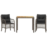 vidaXL 3-tlg Bistro-Set mit Kissen Grau Poly Rattan Modell 5