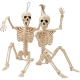 JOYIN 2 Stück 61 cm Halloween Deko Skelett, Ganzkörper-bewegliche Skelette, menschliche Kunststoffknochen mit beweglichen Gelenken für gruselige Innen und Außendekorationen