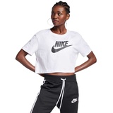 Nike Damen W Nsw Tee Essntl Crp Icn Ftr Kurz t shirt, Weiß / Schwarz, M