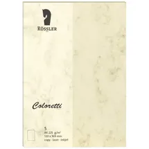 RÖSSLER Coloretti Karten 220 g/m2 DIN B6 chamois marmora 5 Stück
