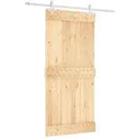 vidaXL Schiebetür mit Beschlag 95x210 cm Massivholz Kiefer