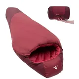 Qeedo Fluffy 6 Daunen Schlafsack 3 Jahreszeiten (Komfort 6°C) - L 195 cm) rot L