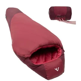 Qeedo Fluffy 6 Daunen Schlafsack 3 Jahreszeiten (Komfort 6°C) - L 195 cm) rot L