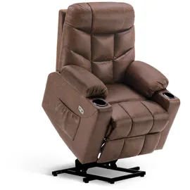 MCombo Elektrische Aufstehhilfe Fernsehsessel Relaxsessel Retro Stil usb Mikrofaser Braun7286