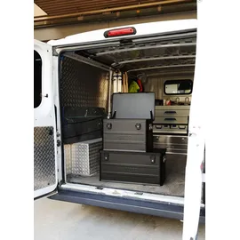ALUTEC München Alubox Aluminium 93 Liter schwarz abschließbar 775 x 385 x 375 mm