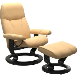 Relaxsessel STRESSLESS "Consul", gelb, B:85cm H:100cm T:77cm, Sessel, mit Classic Base, Größe L, Gestell Schwarz