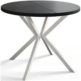 Alpi-Möbel Runder, Schwarz, Weiß, Holzwerkstoff, Rund, X-Form, 90x76x90 cm, Esszimmer, Tische, Esstische