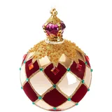 Brubaker Premium Weihnachtskugel Royal King - Königliche Baumkugel Gold Rot - Kariert mit Samt, Glitzer und Krone