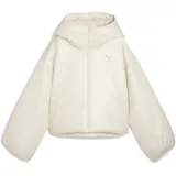 Puma Winterjacke "Wardrobe Essentials Shiny Wattierte Kapuzenjacke Damen", Damen, Gr. XL, weiß (alpine snow weiß), Obermaterial: 100% Polyester. Futter: 100% Polyester. Füllung: 100% Polyester. Seitentasche – Oben: 100% Polyester.