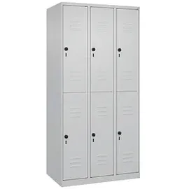 C+P Doppelstock-Spind Classic PLUS, 3 Abteile, 1850x900x500mm, 7035/7035 Verschluss Sicherheits-Drehriegel