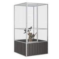 NITCA Vogelvoliere Außen Winterfest Vogelkäfig Papageienkäfig Anthrazit Vogelvoliere All-in-One-Vogelkäfig Vogelvoliere Außen Vogelkäfig Wellensittiche 111 x 107 x 211.5 cmVerzinkter Stahl