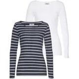 FLASHLIGHTS FLASHLIGHTS, Langarmshirt in marine-weiß-gestreift, weiß, | Gr.: 44/46