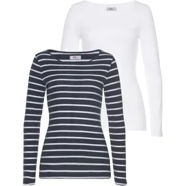 FLASHLIGHTS FLASHLIGHTS, Langarmshirt in marine-weiß-gestreift, weiß, | Gr.: 44/46