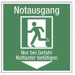 LimarLite Rettungszeichen »Notausgang - Nur bei Gefahr Nottaster betätigen« 20 x 20 cm Fol, 20x20 cm