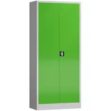 Aktenschrank Metallschrank abschließbar mit 2 Türen 4 Fachböden 1945 x 920 x 420 mm Werkzeugschrank Mehrzweckschrank(RAL 7035/6018 lichtgrau/gelbgrün)