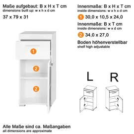 trendteam Amanda Kommode 37 x 79 x 31 cm Braun