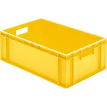 Certeo LA-KA-PE Transport-Stapelkasten B600xT400xH210 mm gelb, geschlossen mit Griffloch