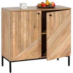 Highboard MCW-L95, Kommode Schrank Sideboard, Massiv-Holz Mango 86x90x43cm MVG-zertifiziert, natur