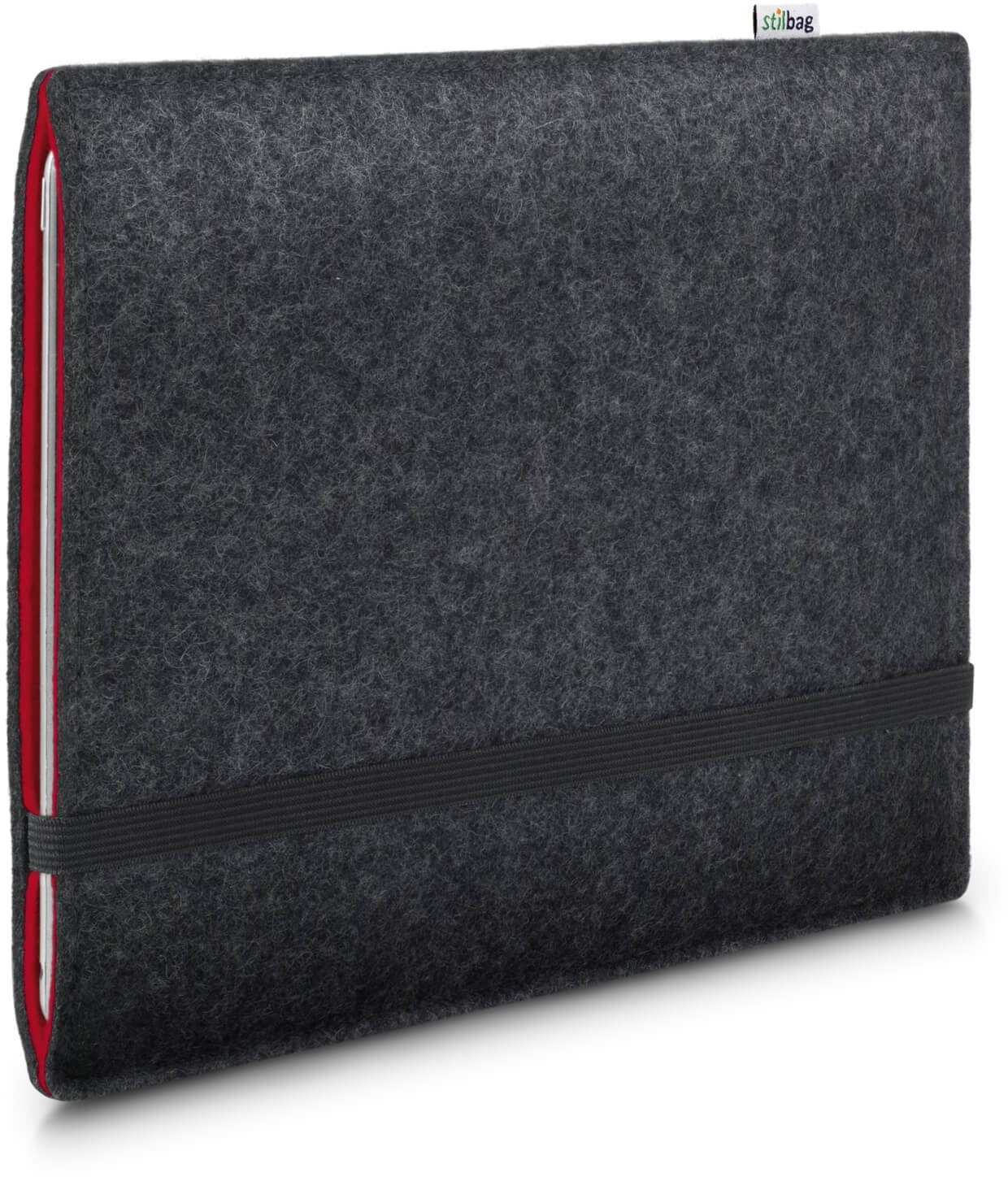 Stilbag Filzhülle für Apple iPad Air (2022) | Etui Tasche aus Merino Wollfilz | Kollekion Finn - Farbe: anthrazit/rot | Tablet Schutzhülle Made in Germany