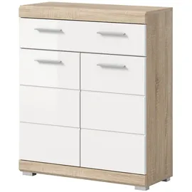 inn.furn Kommode, Weiß Hochglanz Eiche, 74 x 88 cm, Mambo