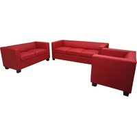 MCW 3-2-1 Couchgarnitur Lille ~ Leder, rot