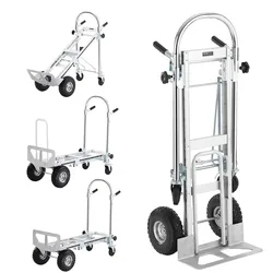 VEVOR 4-in-1 Sackkarre Klappbar 363/454kg Tragfähigkeit Transportkarre Aluminiumlegierung & Kohlenstoffstahl Sackkarre ⇋ Plattformwagen Trolley für Lade- & Transportaufgaben im Innen- & Außenbereich