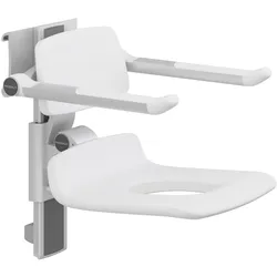Pressalit PLUS Duschsitz 450 höhenverstellbar mit Rücken- u. Armlehne R7465000, Accessoires, weiß