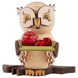 Drechslerei Kuhnert Räucherfigur Eule mit Teeservice 15 cm beige