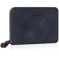 Brown Bear Echtleder Damen-Geldbörse Reißverschluss Münzfach Blau