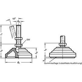Ganter Normelemente Gelenkfuß 344-80-M16-138 80 mm x 138 mm