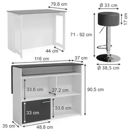 Vicco Bartisch Dominic 116 x 37 cm Anthrazit/Weiß