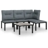 vidaXL Garten-Lounge-Set 5-tlg. schwarz/grau