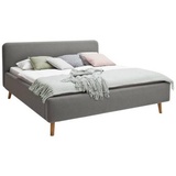 Meise Möbel Polsterbett Mattis mit Bettkasten Holzfuß Kopfteil glatt - grau - Maße cm B: 200 H: 105