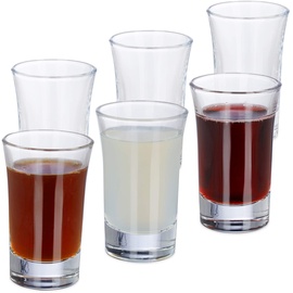 Relaxdays Schnapsgläser, Pinnchen aus Glas, 4 cl, für Liköre, Kaffee, Karneval, spülmaschinenfest, transparent