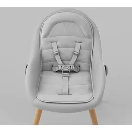 Kinderkraft FINI UP Hochstuhl 3 in 1, Baby Hochstuhl mit Wippe, mitwachsend bis 20 kg, verstellbares Tablett, 5-Punkt-Gurt, Neugeborenen-Einlage, Holzbeine, Grau