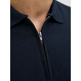 JACK & JONES Jjeaustin Zip Polo blau M