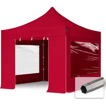 TOOLPORT Faltpavillon 3 x 3 m inkl. 4 Seitenteile Rot
