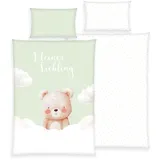 OTTO home Kinderbettwäsche OTTO HOME "Kleiner Liebling in Gr. 100x135 und 135x200 cm", grün, B/L: 100cm x 135cm, 1 Stk., 1 Stk., Renforcé, B/L: 60cm x 40cm, 2 Stk.